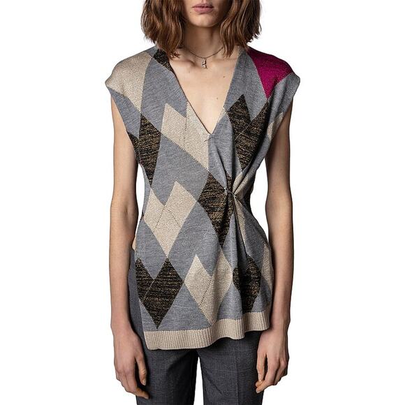 Zadig & Voltaire Grey Heather Hearthlington Wool-Bl Sweater Size M - Picture 1 of 4